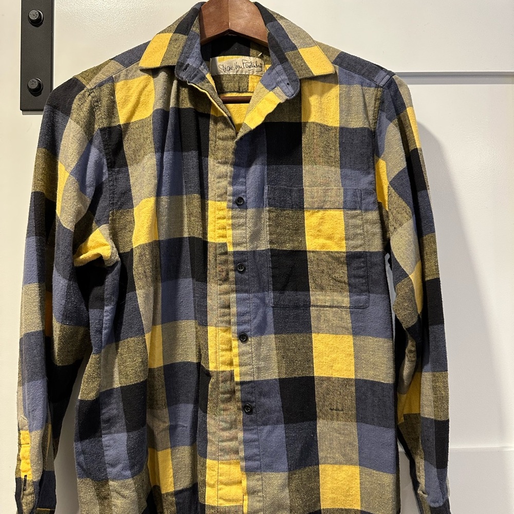 Vintage Diane von Furstenberg Yellow Plaid Button Down Shirt, M